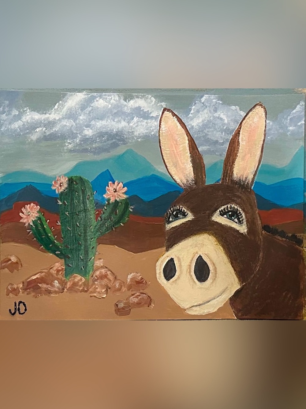 Playful Donkey Desert Art in Brown & Cream